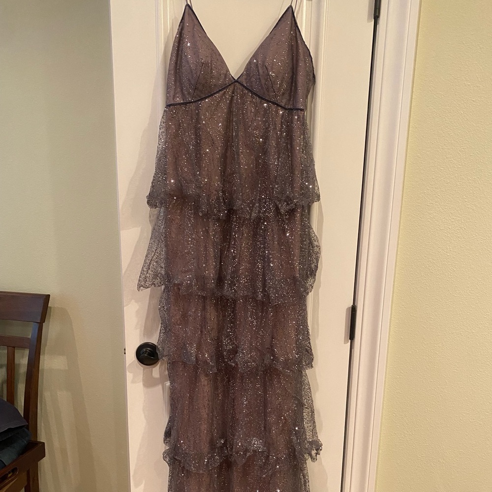 Never worn Marchesa Notte glitter tiered gown